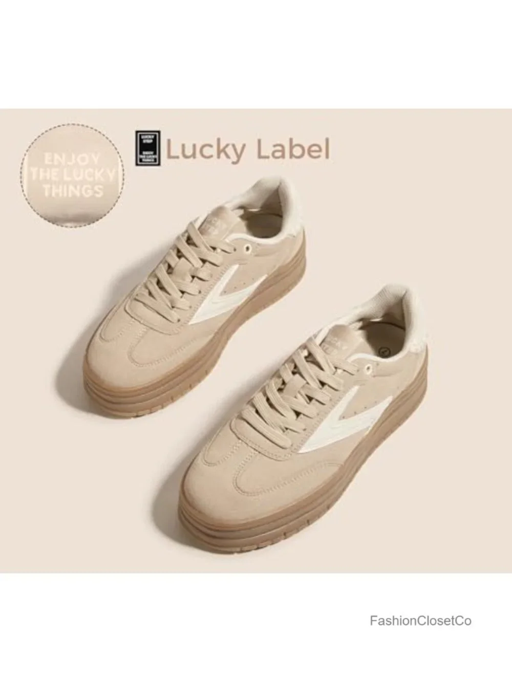 Women's Platform Sneakers Gum Sole Suede Casual Classic Retro Lace Up Rubber